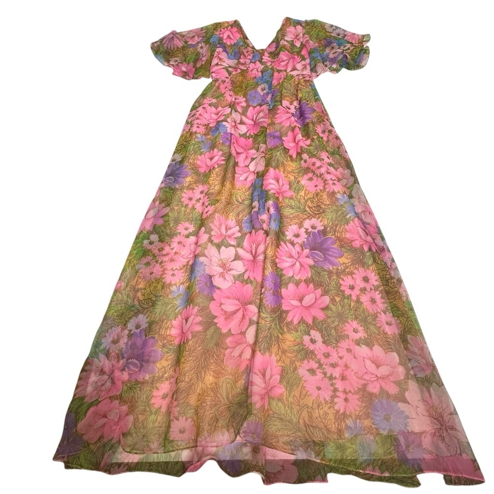 Vintage 60/70’s Hand Sewn Floral Maxi Dress app small - Picture 9 of 13
